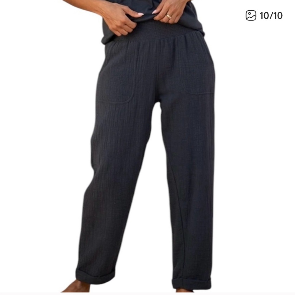 Nomad The Label Delphi Gauze Cotton Pants Charcoal Size Small/Medium. AUS 12